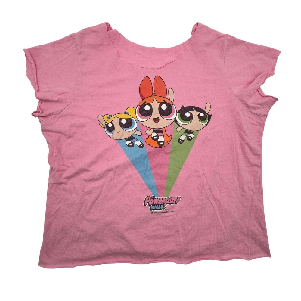 Powerpuff Girls Graphic T-Shirt Pink DIY Cut Crop Top Cartoon Network Retro Y2K